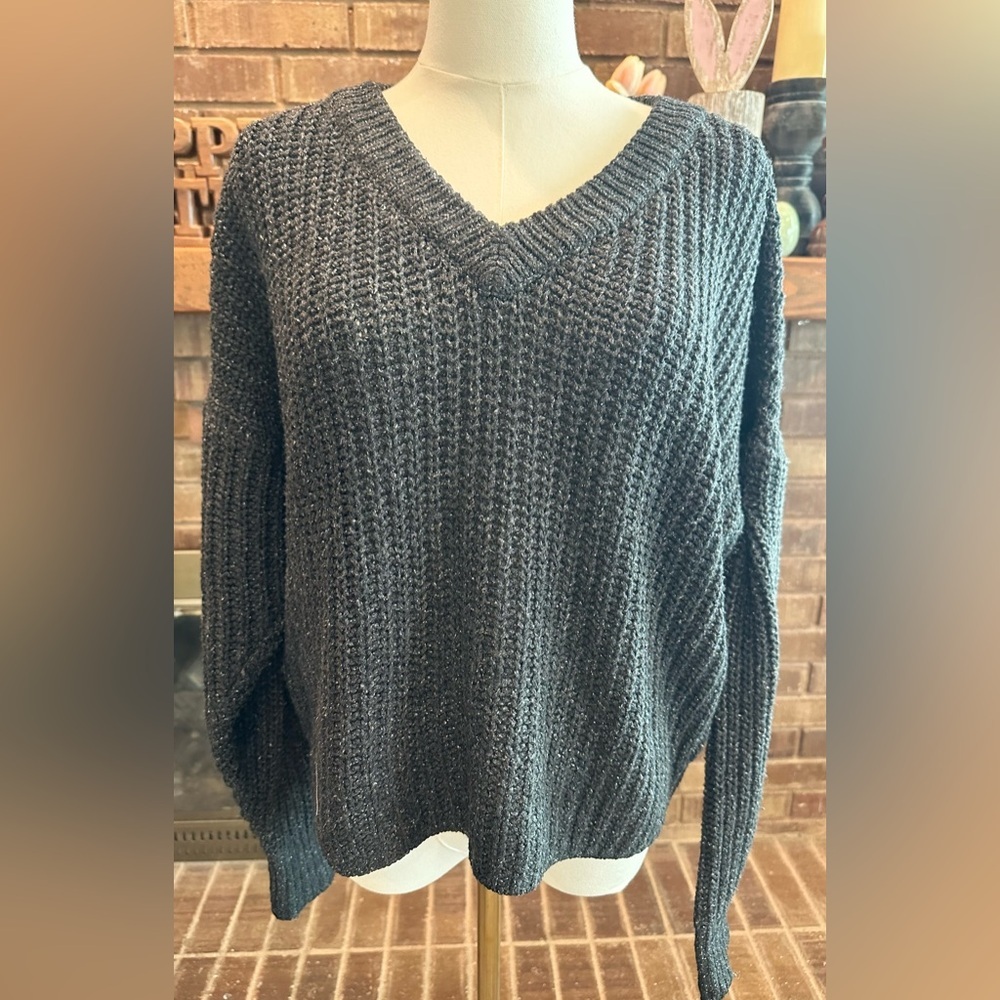 Madewell Chunky Knit V-Neck Sweater Size S Silk Wool Blend